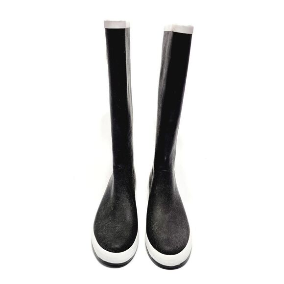 Cole Haan Devyn NikeAir Women's Black & White Tall Knee High Rain Boots Size 9 - Picture 3 of 8